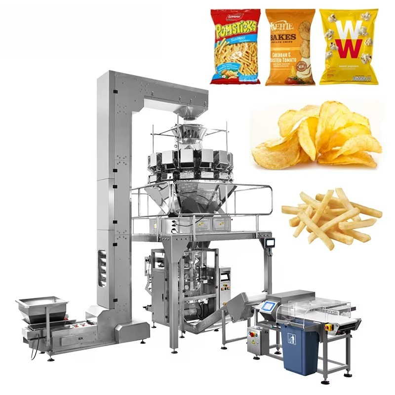 آلة تعبئة عمودية مع 14 رأس وزن - مراجعة Dry Food Snacks وسعره